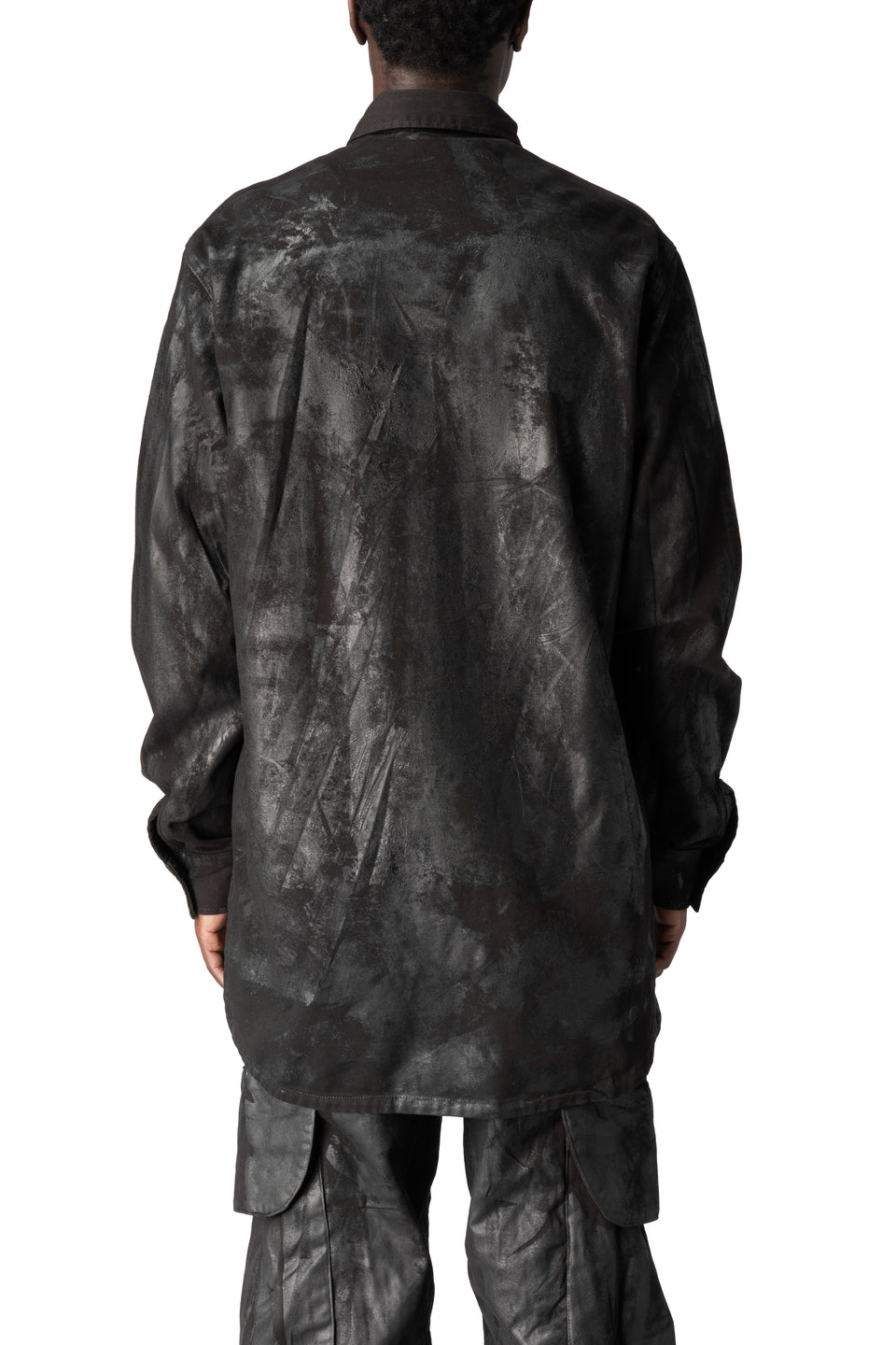 Oversized rubberized denim jacket, Black