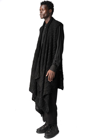 La Haine Inside Us | AW26 - Asymmetric wool-blend bouclé gilet, Black W5521