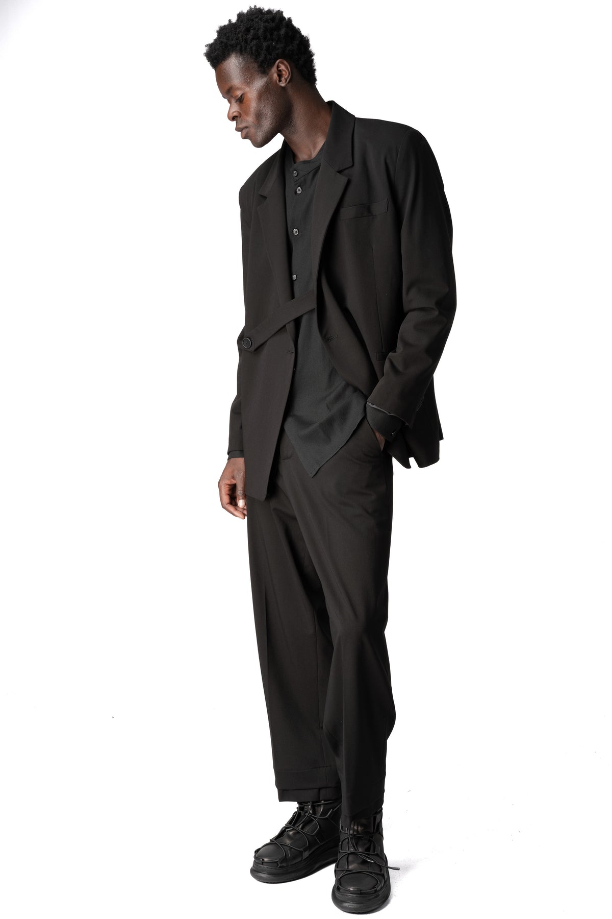 La Haine Inside Us | AW26 - Oversized fluid wool-blend jacket, Black M1316