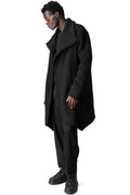 Wool-blend high collar coat, Black