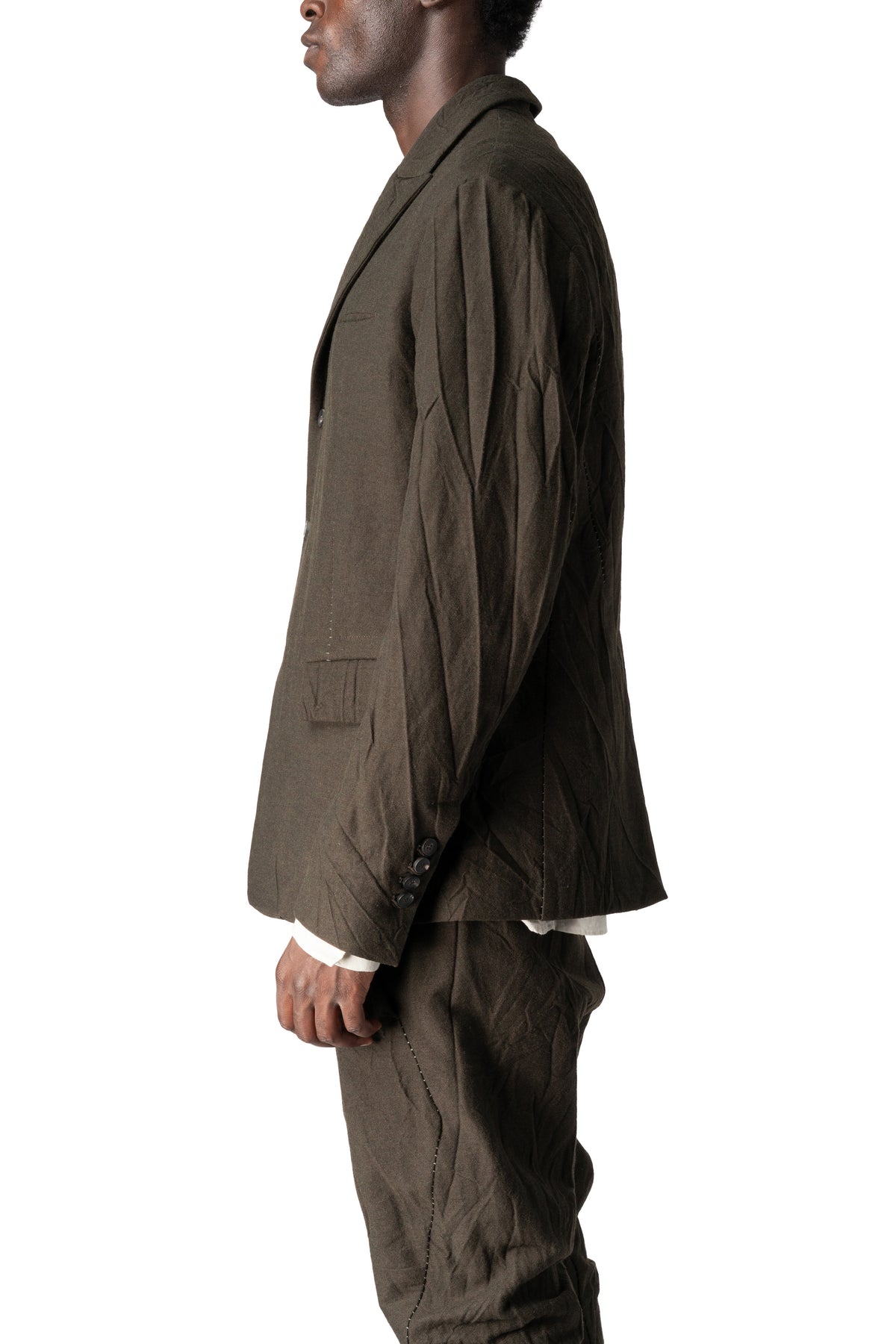 Masnada | AW26 - Crushed wool and linen 3 button jacket, Mocha M3735