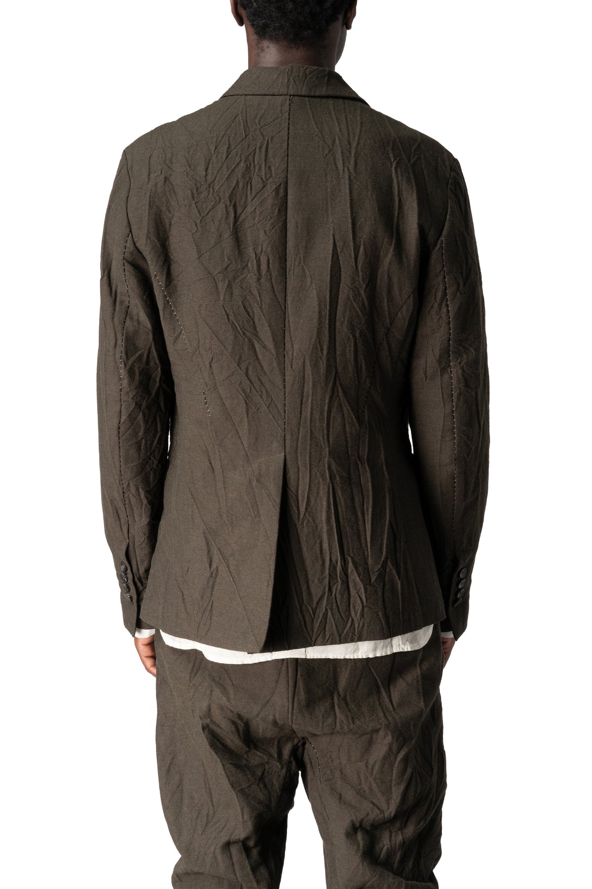Masnada | AW26 - Crushed wool and linen 3 button jacket, Mocha M3735