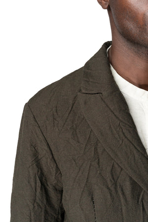Masnada | AW26 - Crushed wool and linen 3 button jacket, Mocha M3735