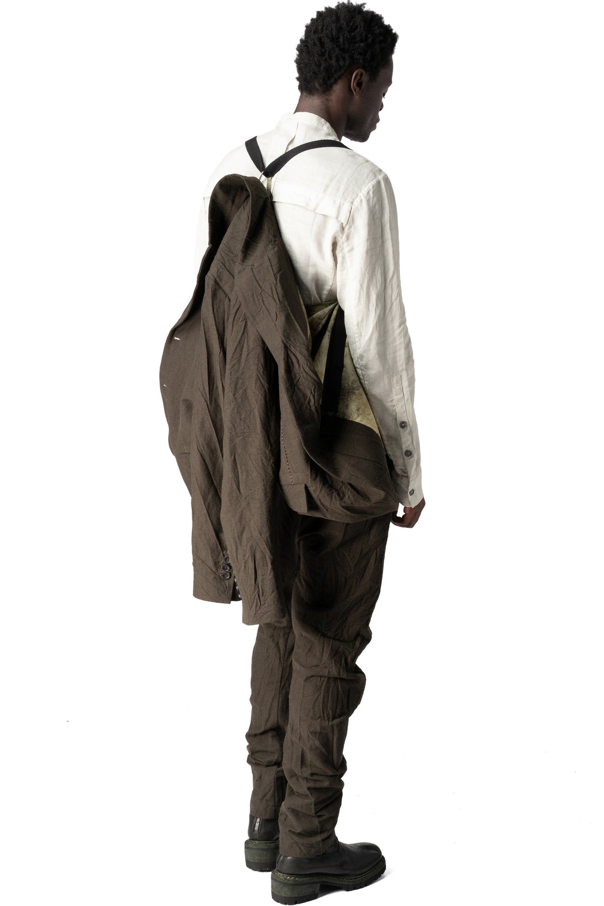 Masnada | AW26 - Crushed wool and linen 3 button jacket, Mocha M3735