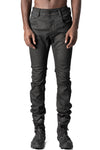 Coated stretch denim trousers