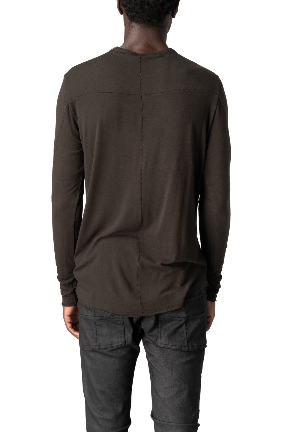 Modal cashmere jersey long sleeve tee, Cold brown
