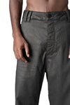 Wide Coated stretch denim trousers
