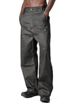Wide Coated stretch denim trousers