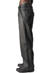 Wide Coated stretch denim trousers