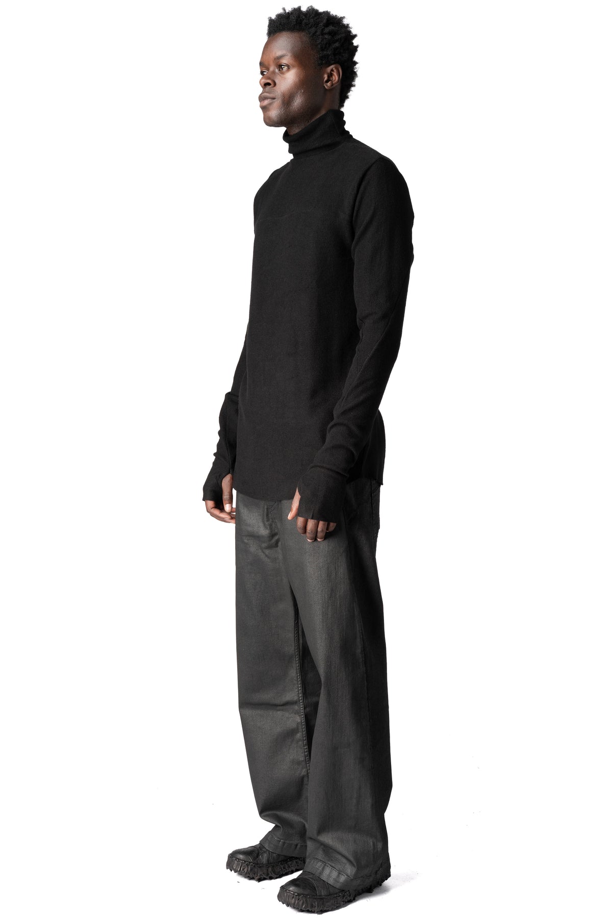 Thom Krom | AW26 - Roll neck long sleeve top, Black MTS1004