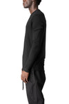 Modal cashmere jersey long sleeve tee, Black