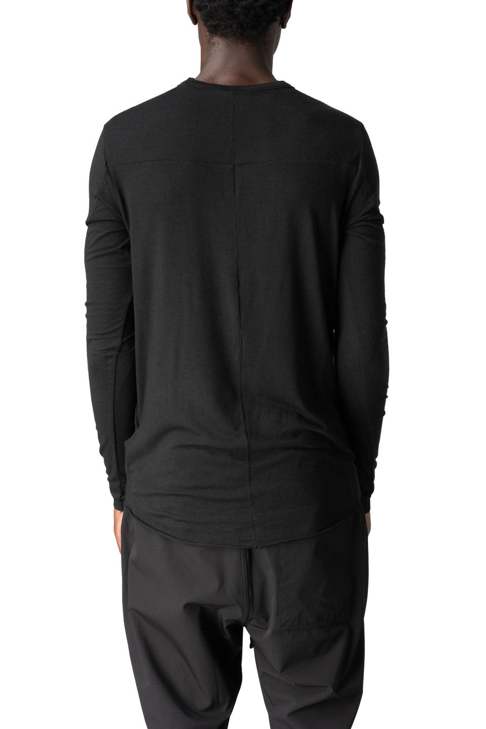 Modal cashmere jersey long sleeve tee, Black