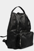 Buffalo leather zip backpack, Black