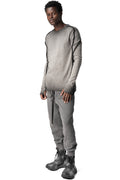 Cotton long sleeve tee, Cold dye grey