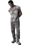 Cotton trousers, Grey stone wash spray