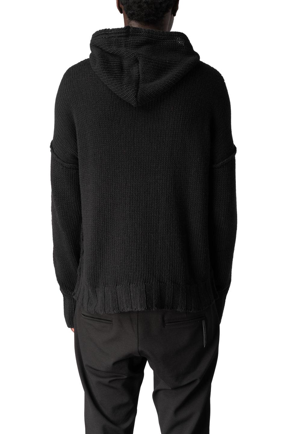 Hooded wool cashmere knit sweater, Black