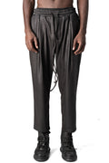 Eco vegan leather drawstring pants, Black