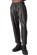 Eco vegan leather drawstring pants, Black