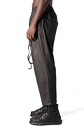 Eco vegan leather drawstring pants, Black