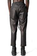 Eco vegan leather drawstring pants, Black