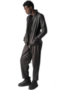 Eco vegan leather zip sweatshirt, Black