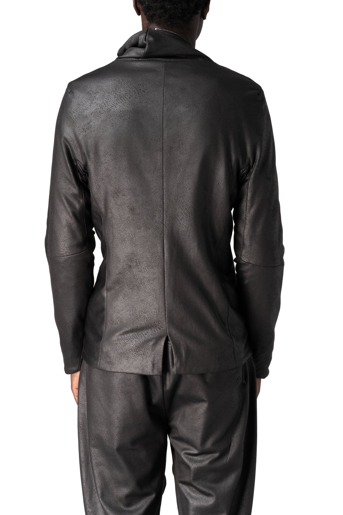 Never Enough | AW26 - Eco vegan leather zip sweatshirt, Black MSW015