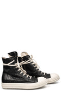 Rick Owens DRKSHDW | AW26 - Sneaks Denim Shoes, Black/Milk/Milk DU02F6800BMC