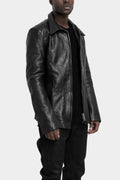 Buffalo leather zip jacket, Black