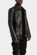 Buffalo leather zip jacket, Black