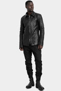 Buffalo leather zip jacket, Black
