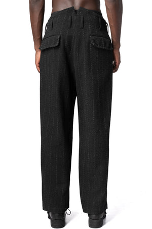 Y's Yohji Yamamoto | AW26 - Hand stitch flap pocket wool tweed pants, Black MW-P21-106