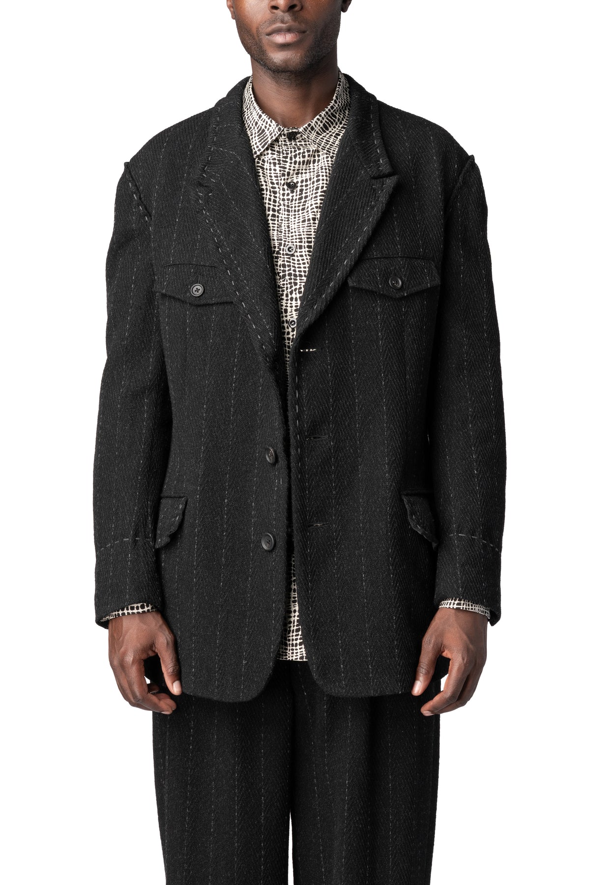 Y's Yohji Yamamoto | AW26 - Hand stitch flap pocket wool tweed jacket, MW-J17-106