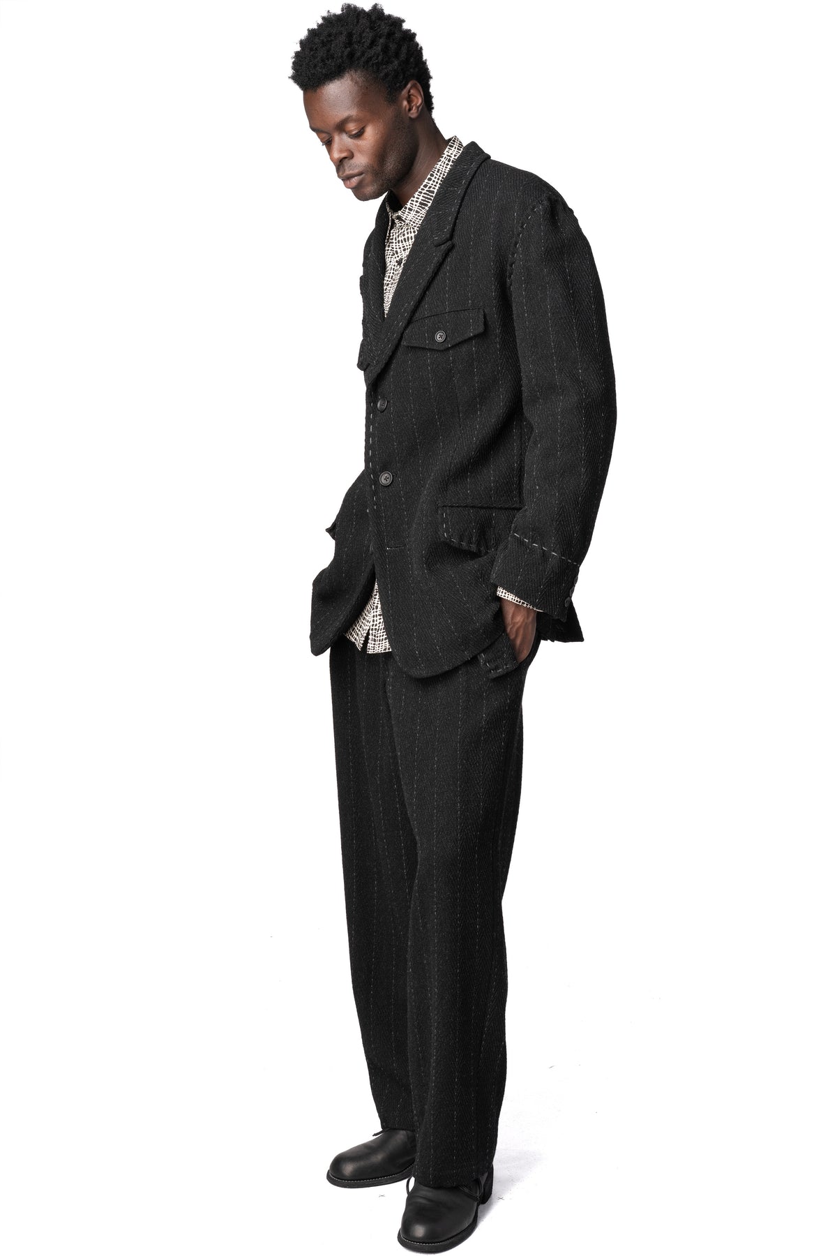 Y's Yohji Yamamoto | AW26 - Hand stitch flap pocket wool tweed jacket, MW-J17-106
