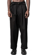 Side tape cotton pants, Black