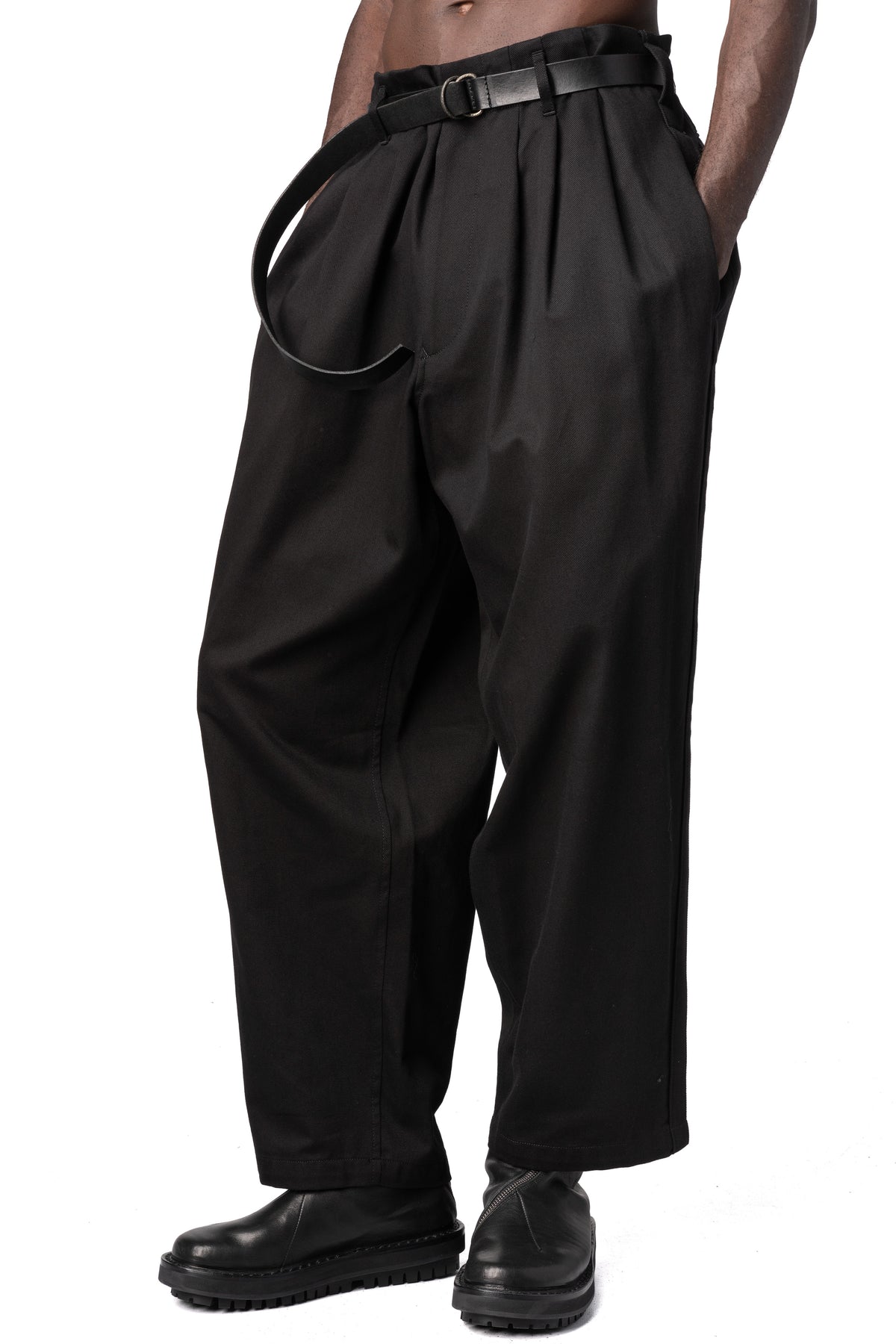 Y's Yohji Yamamoto | AW26 - Side tape cotton pants, Black MA-P01-002