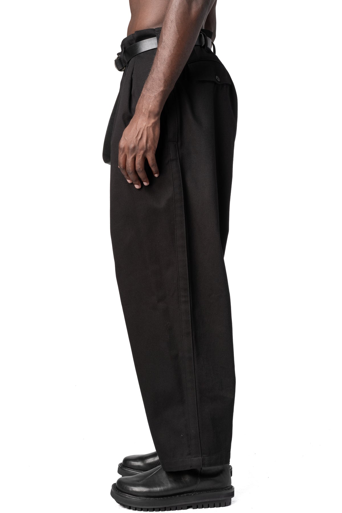 Y's Yohji Yamamoto | AW26 - Side tape cotton pants, Black MA-P01-002
