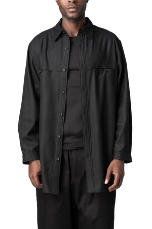 Y's Yohji Yamamoto | AW26 - Chest panel wool blouse shirt, Black MW-B16-110