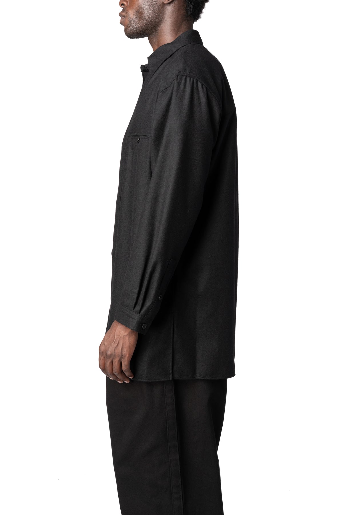 Y's Yohji Yamamoto | AW26 - Chest panel wool blouse shirt, Black MW-B16-110