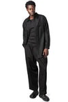 Side tape cotton pants, Black