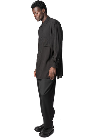 Y's Yohji Yamamoto | AW26 - Double collar oversized big shirt, Black MW-B08-200
