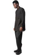 Double collar oversized big shirt, Black