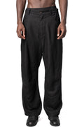 Baggy 5 pocket skewed wool linen pants