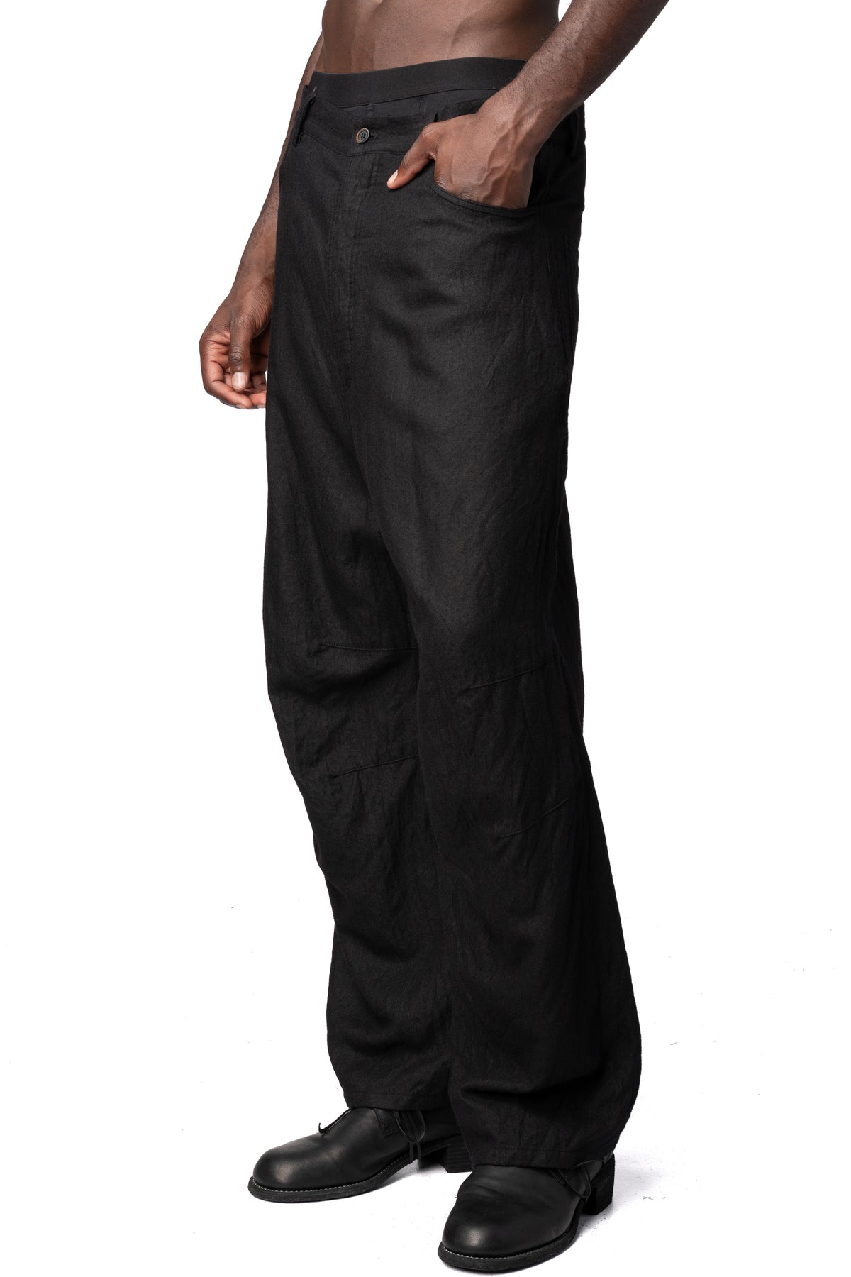 Forme D'Expression | AW26 - Baggy 5 pocket skewed wool linen pant UP041