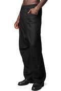 Baggy 5 pocket skewed wool linen pants