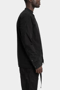 Raw cut collar cotton shirt, Black