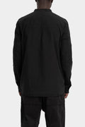 Raw cut collar cotton shirt, Black