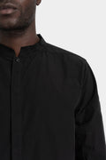 Raw cut collar cotton shirt, Black