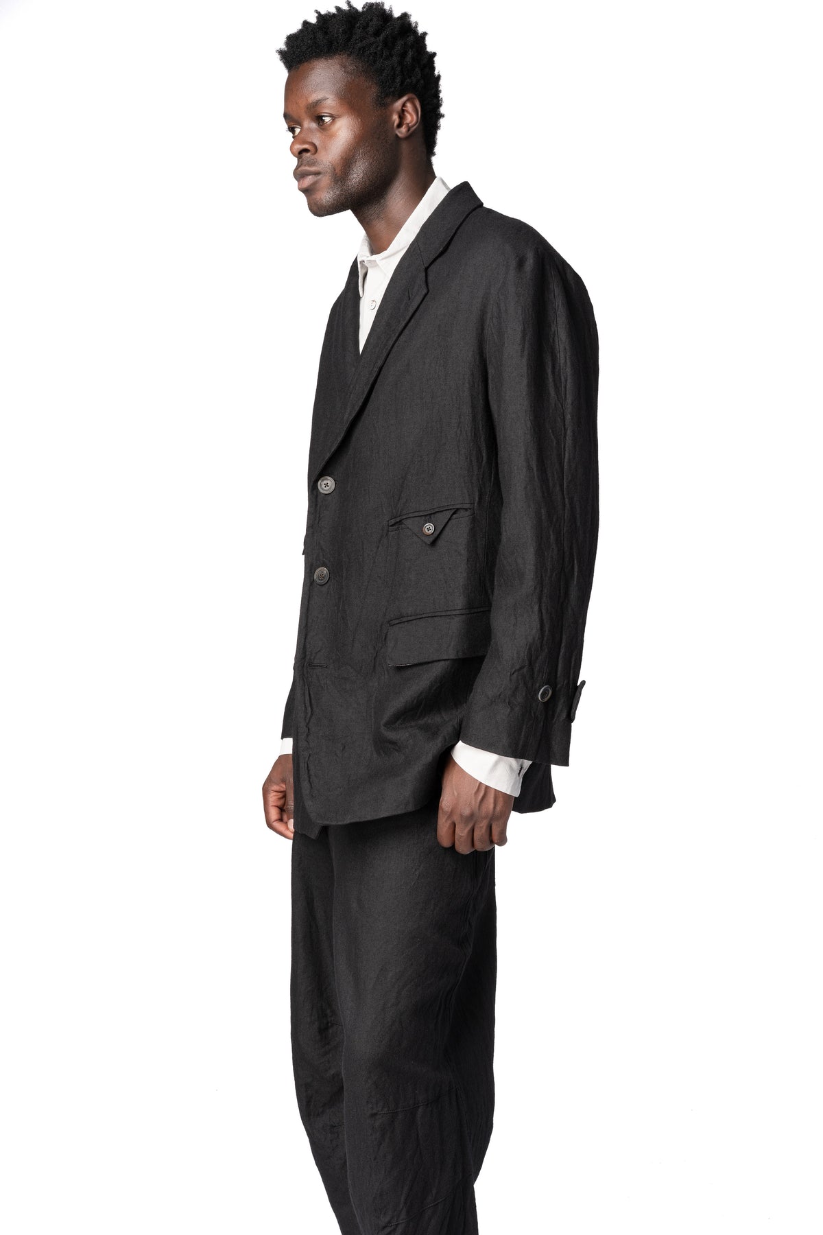 Forme D'Expression | AW26 - Semi double breasted wool linen car coat, HC021