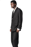 Semi double breasted wool linen car coat