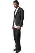 Cropped wool linen mess jacket